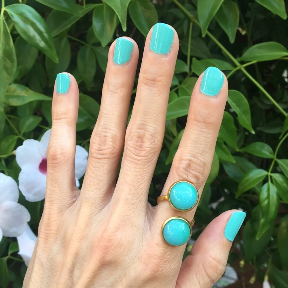 Turquoise + Gold Adjustable Boho Statement Ring